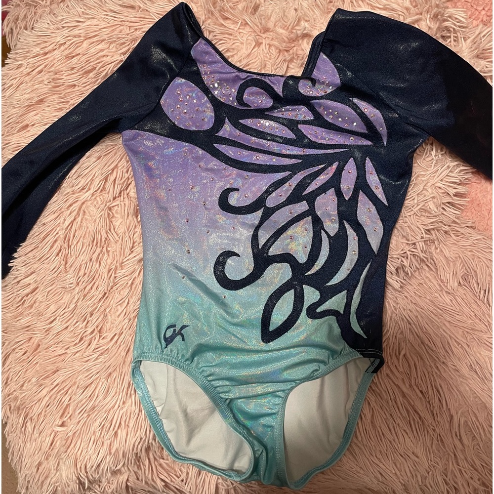 GK Elite girls leotard, 3/4 sleeve, child large